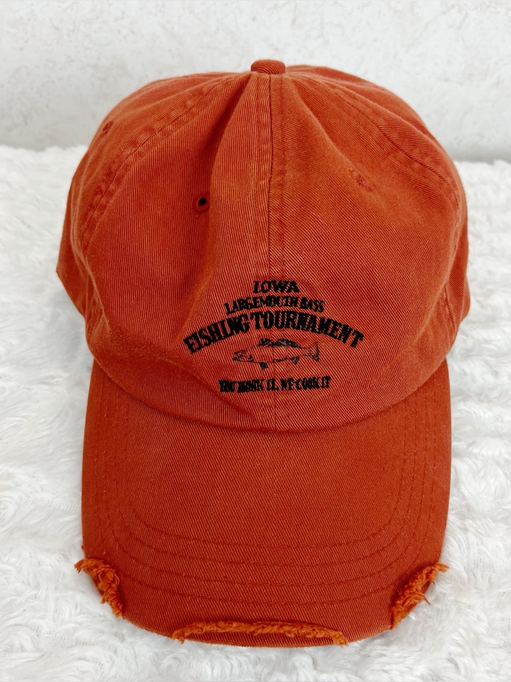 American Rag Iowa Largemouth Bass Fishing Tournament Rust Orange Hat Adjustable